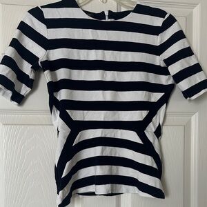 Striped Navy and White Women's Peplum Top